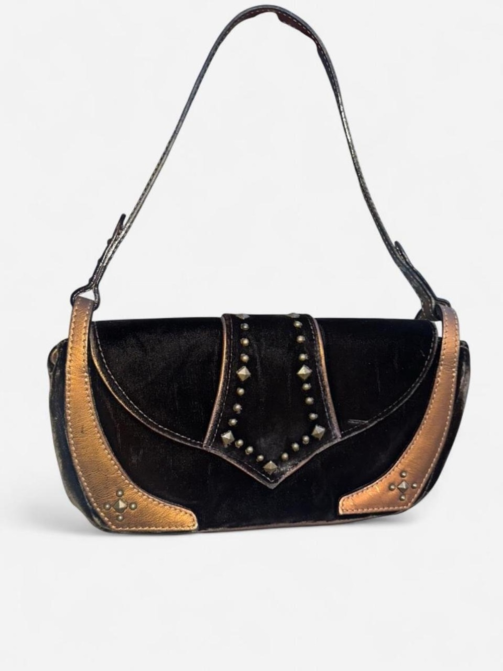 Donald J. Pliner Black Shoulder Bag with Bronze Accents